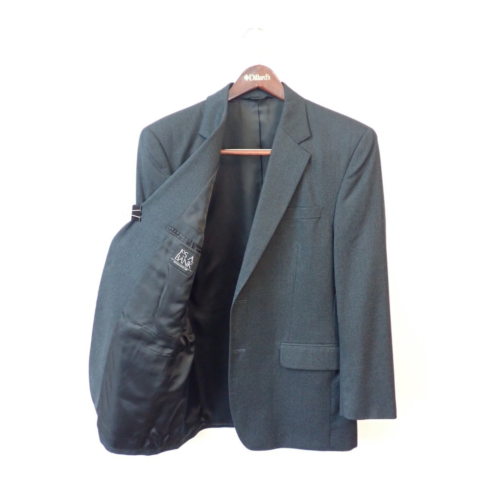 JOS A BANK 42R Mens Black 2 button blazer sport coat jacket 97% Wool 3% Cashmere